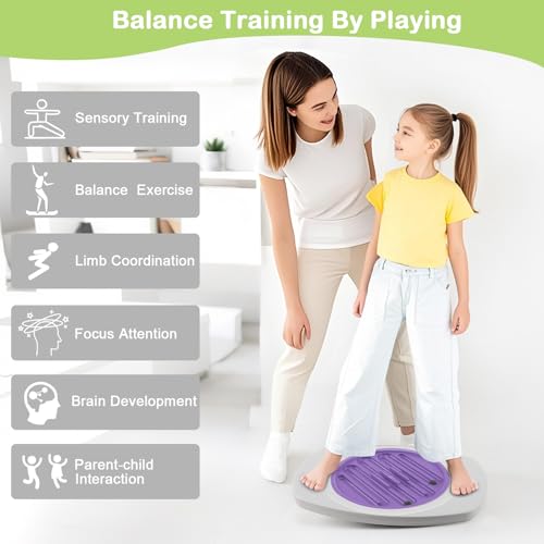 Balance Board with Maze for Kids, Labyrinth Wobble Board Rocking Seesaw Sensory Training with 2 Balls & 2 Replacement Labyrinth Disks, Non-Slip Pedals Indoor Outdoor for Boys Girls - size: Large