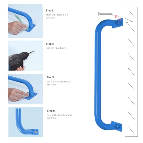 ESPETS 17 Inch Set of 6 Glossy Blue Steel Playground Handles | Playset Accessories Handles, Swingset Grab Bars, Weather-resistence Monkey Bars for Jungle Gym, Playhouse, Climbing Frame - color: Blue