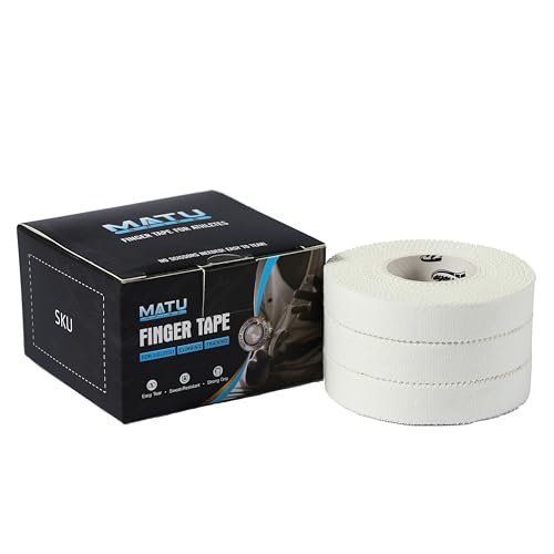 Jiu Jitsu Tape - Strong Athletic Finger Tape, 1/2" x 32.8' - Protect Fingers and Toes in MMA, Judo, Wrestling, Martial Arts, Rock Climbing - color: A: White