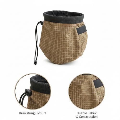 Climbing Chalk Bag with Drawstring Closure - Lightweight Waist Pouch for Rock Climbing, Bouldering & Gym Training (1 Pack) - color: Brown
