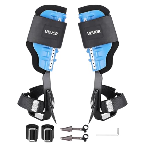 VEVOR Tree Climbing Spikes, 1 Pair Height-Adjustable Climbing Spurs, 350lbs Load Capacity Tree Climbing Gear with Straps, Arborist Equipment for Climbers, Hunting, Fruit Picking - color: Sky Blue