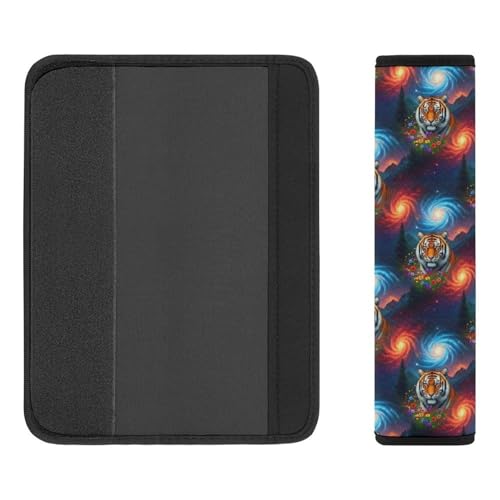 2 Pack Starry Night Floral Animal Tiger Seat Belt Shoulder Pad Breathable Shoulder Harness Cover for Child, All Vehicles, Neck and Shoulder Support - color: Pattern 176