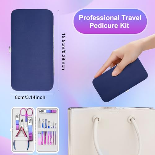 CGBE 12Pcs Manicure Set Nail Clippers Pedicure Kit Men Women Grooming kit Manicure Professional Nail Care Tools Gift with Luxurious Travel Case - color: Colorful-12pcs