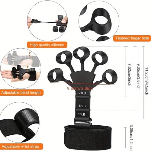 1pc Silicone Finger Trainers, 5 Fingers Wrist Stretching Band, Suitable For Hand & Finger Rehabilitation, Strength Training - color: 1pc Gray
