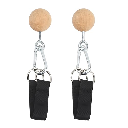 Wooden Pull Up Balls, Rock Climbing Holds Training Set for Arm Strength and Grip, with Stainless Steel Hook and Nylon Webbing, Great for Home Workout and Travel