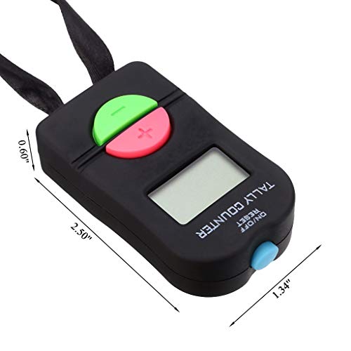 Electronic Tally Counter, Handheld Number Clicker with Lanyard, 4-Digital | Disc Golf/Baseball Pitch/Bus Driver/Fish/Crochet Row Count