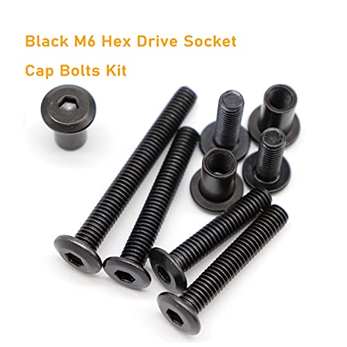 Baby Bed Crib Screws Hardware Replacement Kit, binifiMux 100pcs M6x15mm/25mm/35mm/45mm/55mm/65mm/75mm Black Hex Drive Socket Cap Screws Barrel Nuts Assortment Kit for Beds Chairs Furniture - size: M6 x 15/25/35/45/55/65/75mm (100 pcs)