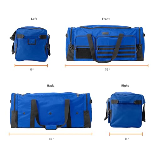 Fitdom 130L 36" Extra Large Sports Gym Equipment Travel Duffle Bag | Heavy Duty, Adjustable Shoulder Strap, 7 Compartments, Perfect for Soccer Baseball Basketball Hockey Football, Team Coaches - color: Blue