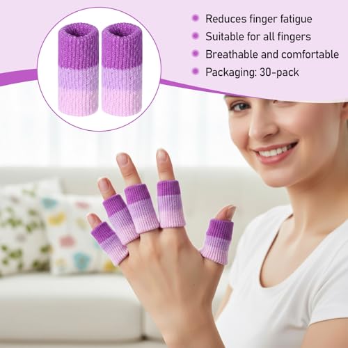 30PCS Crochet Finger Guard, Compression Crochet Finger Sleeves, Elastic Knitting Finger Protector, Breathable Protectors Thumb Splint Brace for Writing, Arthritis Pain Relief, Basketball Sport