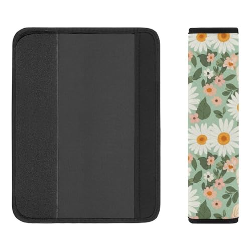 2PCS Spring Boho Floral Neutral Green Flowers Leaves Pastel Peony Daisy Car Seat Belt Pad Universal Soft And Comfortable Harness Pads Strap for Kids, Car Seats Pushchair Strollers High Chair Pushchair - color: Pattern 1078