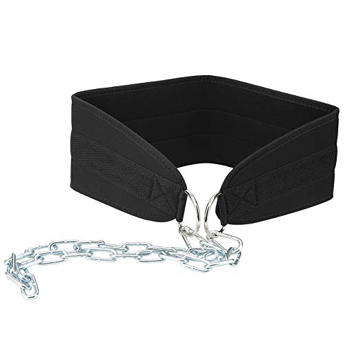 Weighted Dip Belt, Steel Chain Supports 200lbs Dip Belt for Gym Workout Pull Ups Chin Ups Lunges Strength Training