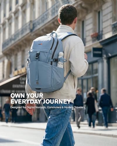 Tolaccea Daypack Backpacks Carry On 30L, Travel Backpack with Waterproof Zippers, Flight Approved Hand Luggage Casual Backpack for Men Women, Durable Bag for Work Business College, Fits 15.6" Laptop - color: Sky Mist