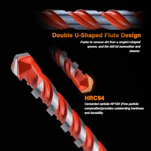 Concrete Drill Bits, 5/32" Hex Shank Masonry Bits, 10PCS | carbide masonry drill bits for concrete, brick, tile, glass, cement and plastic with hex shanks - size: 5/32"