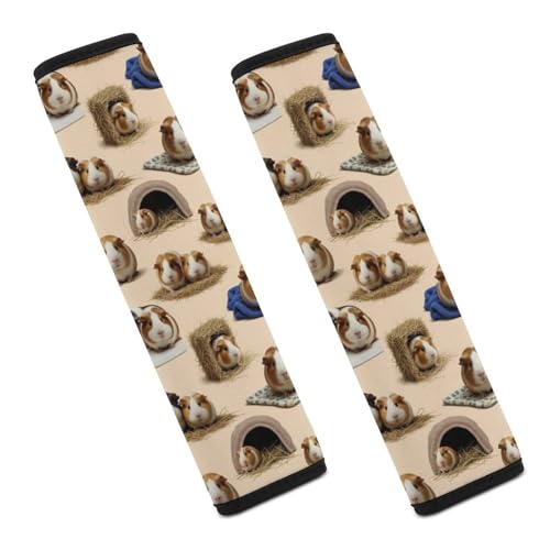 2 Pack Soft Padded Seat Belt Cover for Girls and Boys, All Vehicles, Guinea Pig Cute Animal Harness Pads Strap, Anti-Slip Pad - color: Pattern 311