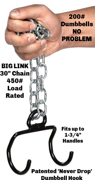 EZ DIP Pull Up Weight Belt plus PULL FORCE Rotating Pull Up Handles - Dipping Belt with Chain plus Dumbbell Hook - Pull Up Weight Belt - Best Dip Belt - 505# Dipping Belt -Belt Squat attachment