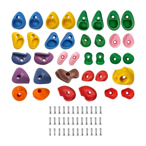36x Rock Climbing Wall Holds Set, PP Climbing Grips with Screws, Easy Install Training Equipment for Kids Indoor/Outdoor Backyard Gym, Multi Size 7-14.5cm (2.76-5.71 inch)