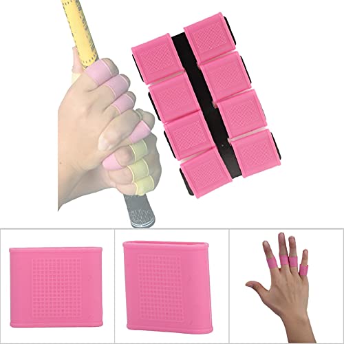 Finger Sleeves, 8pcs Finger Protector Silicone Finger Tube Golf Gloves Golf Finger Protector Tape Anti Slip Elasticity Golfer Swing Grip Golf Finger Band Cover Sets (Pink) - color: Pink