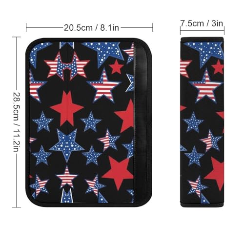 1 Pair Universal Soft and Comfortable Seat Belt Shoulder Pad for Adult Use, Stroller Pushchair High Chair, American Patriotic Stars Flag Neck Strap Covers, Anti-Slip Pad - color: Pattern 961