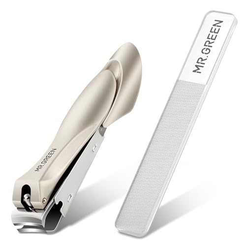 MR.GREEN Nail Clippers Stainless Steel Anti Splash Fingernail Cutter Manicure Tools Bionics Design Pedicure Scissor Nail Trimmer (Nail Clipper (Medium)+Nail File) - color: Nail Clipper (Medium)+nail File