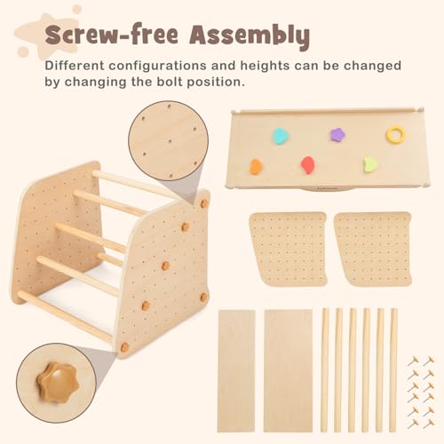 INFANS 7 in 1 Climbing Toys for Toddlers, Upgrade Wooden Montessori Cube Climber Set with Reversible Ramp Slide Ladder Seesaw, Indoor Pikler Climb Activity Jungle Gym Present for Kids Age 3+ - style: 7 in 1