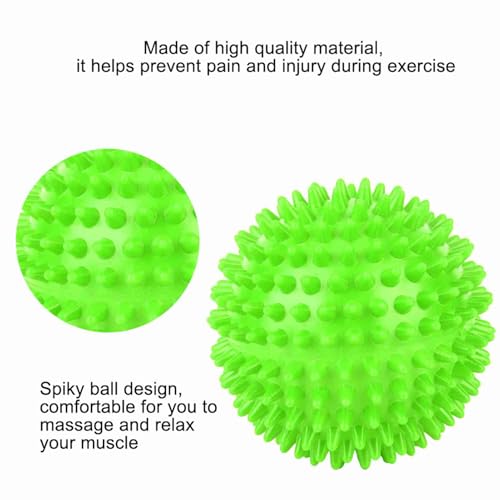 2Pcs Spiky Hard Massage Balls,Soft Spiked Manual Massager Rollers Body Spiky Balls Fitness Finger Relax Tool for Plantar Fasciitis Exercise Back Feet (Large Size 9cm) - color: Green, size: Large size 9cm