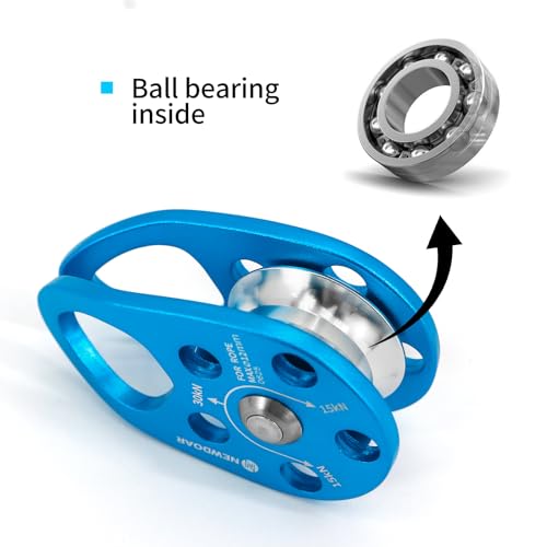 NewDoar Micro Mobile Pulley 30KN/6746lb Mobile Single Pulley Cheek Shaped for Max Rope 12mm Rope for Climbing, Rescue Lifting,Hitch Tending (Blue-Pack of 2) - color: Blue-Pack of 2