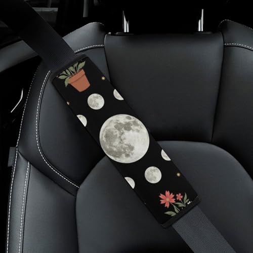 2 Piece Moon Phase Cycle Full Moon Plants Celestial Sun Car Seat Straps Shoulder Pads Universal Fit Automotive Seat Belt Protector for Kids, Car Seats Pushchair Strollers High Chair Pushchair - color: Pattern 993