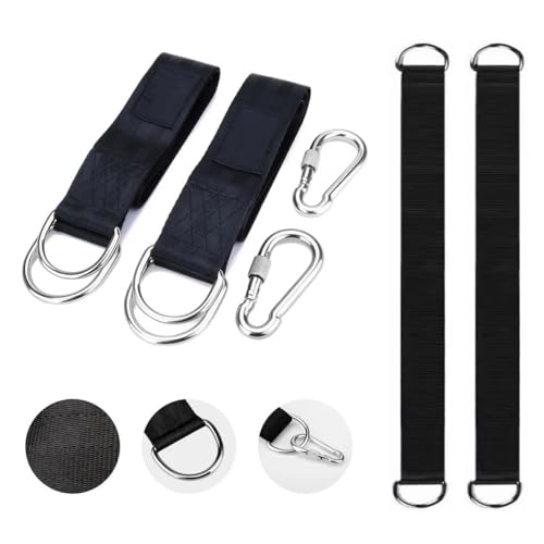 2 Pack Tree Swing Straps Hanging Kit 50cm 400lbs Heavy Duty Belt with Safer Lock Snap Hook Clip Carabiner Connector for Hammock Punching Bag Swings Chair Seat Gym Bar Handle Cable Outdoor