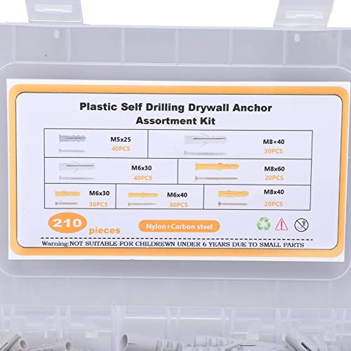 210PCS Self Tapping Screw M5 M6 M8 Ribbed Anchors Thumb Screws Assortment