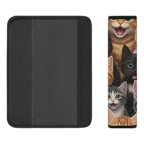 2PCS Cute Cats Cat Seat Belt Cover Breathable Automotive Seat Belt Protector for Adult Use, Most Cars, Pressure Relief - color: Pattern 977