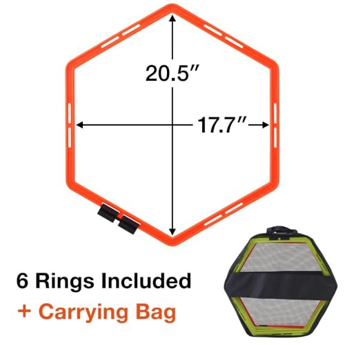 Japard Hex Agility Rings for Speed Training & Agility Footwork Training Speed Hurdles Ladder with Carrying Bag - style: Six (6) rings
