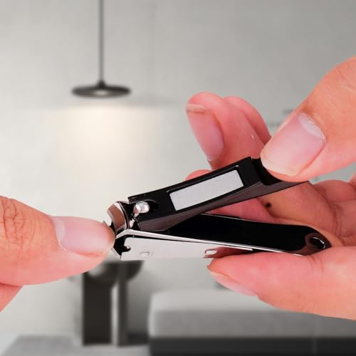 Nail Clippers Set of 3, Sharp Stainless Steel Fingernail Clipper and Toenail Clippers and Slanted Edge Nail Cutter, Black