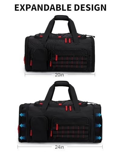 Gym Bags for Men Women, 45L Sports Travel Duffle Bag with Shoe Compartment, 3 in 1 Weekener Overnight Backpack with Wet Pocket, Black - color: Black