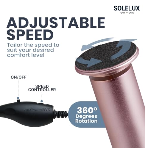 Upgraded 2026 Electric Foot File – Callus Remover for Women & Men with Adjustable Speed, 60 Sanding Pads & Dead Skin Exfoliation – at-Home Pedicure Tool for Dry, Cracked Feet (Pink)