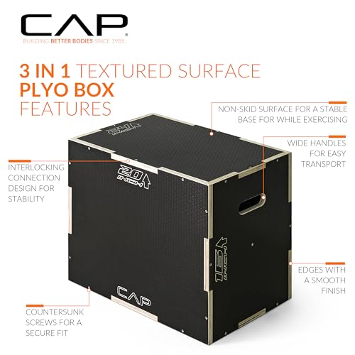 CAP Barbell 3-in-1 Plyometric Box | Multiple Styles and Sizes - size: 24in x 20in x 16 in, style: NON-SLIP