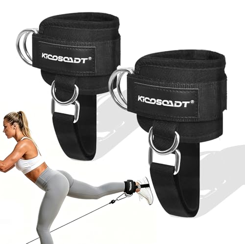 Ankle Straps for Cable Machine Women, 2 Pack Padded Ankle Cuffs with Under-Shoe Support Strap, Cable Kickback Straps for Glute Workouts, Leg Extensions & Hip Abductors