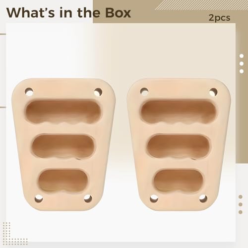 Wood Hangboard 2 Pcs, Climbing Hangboard with Trapezoid Holds, 3 Finger Grooves, Portable for Strength Training, for Pull Up Bar and Home Gym