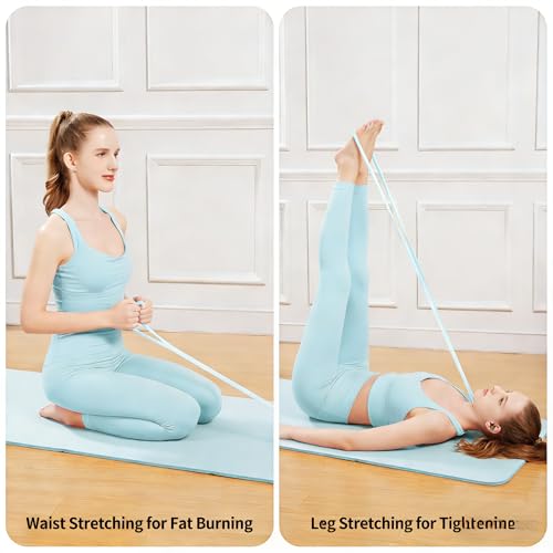 Figure 8 Resistance Band, Arm Back Shoulder Exercise Elastic Rope Stretch Fitness Band, Foot, Leg, Hand Stretcher, Arm Exerciser for Yoga Pilates Stretching Physical Therapy, Home Gym Workout - color: pink