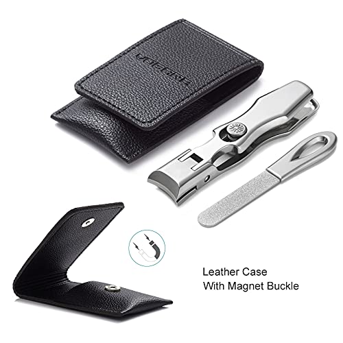 Nail Clippers for Men Thick Nails, Large Wide Jaw Opening Long Handle Heavy Duty Ultra Sharp Toe Nail Clippers with Catcher for Seniors,Adult,Women (Silver with File) - color: Silver With File