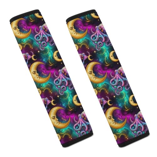 Universal Soft and Comfortable Car Seat Straps Shoulder Pads for Girls and Boys, Most Cars, 1 Pair Octopus Moon Galaxy Harness Pads Strap Comfortable Driving - color: Pattern 774