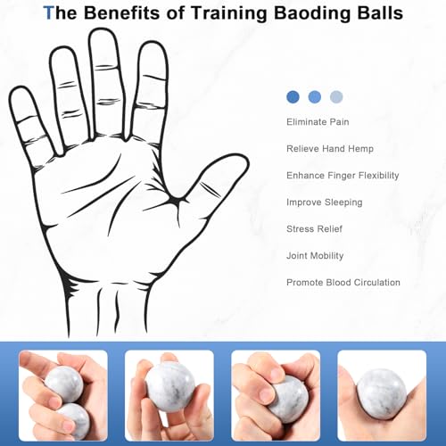 Learay 2Pcs Baoding Balls, Boading Balls for Hand Therapy, Misty-Gray 1.57" | Chinese Health Exercise Massage Balls with Carry Pouch for Stress Relief Meditation Ball - color: Misty-gray/1.57 Inch