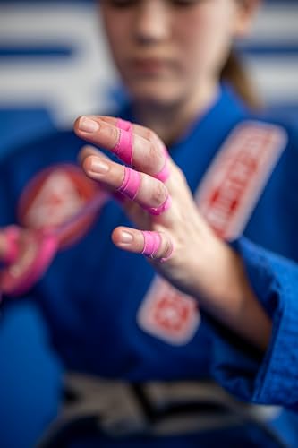 Bighorn Athletics Pro Finger Tape + Tin, 0.3" x 45Ft, 8 Rolls, Pink | Pro Series competition tape – 50% stronger than cotton. Residue-free, sweat-proof adhesive for Jiu Jitsu & hard training. - color: Pink
