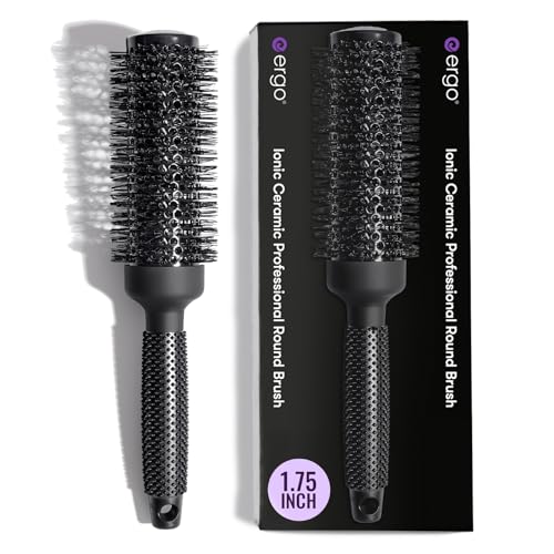 ERGO Ceramic Ionic Round Brush for Blow Out - Salon Quality Hair Brushes for Women - Roller Brush for Blow Drying, Wet and Dry Hair Styling, Volumizing Hair Care - ER43: 1.75" - size: Large - 1.75 Inch