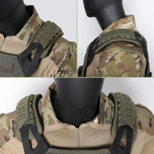WYNEX Shoulder Strap Pad for Vest Carrier Accessories 2 Pack | 1000D Nylon Tactical Plate Shoulder Pads Strap Cushion, Flak Vest Shoulder Pads, Soft 3D Mesh Pads with Tactical Gear for Men - color: Army Green