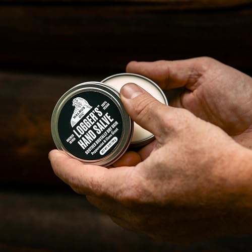Walrus Oil - Logger's Hand Salve Cream, 2oz, 100% Vegan, Made with Olive Wax, Kokum Butter, Coconut Oil and more. Peppermint and Clove scent.