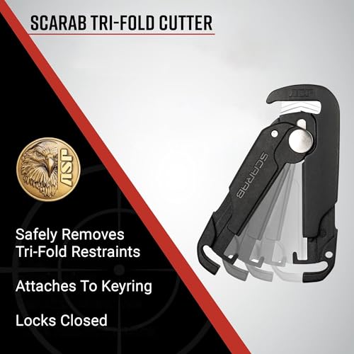 ASP Scarab Cutter for Tri-Fold Restraints, Clippers for Safe Removal of Disposable Cuffs, Compact Safety Blade for Removing Bands and Medical Bracelets - style: Scarab Trifold Cutter