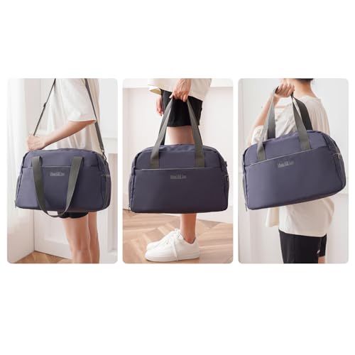 Gym Bag for Women Men with Shoe Compartment, Waterproof Small Duffle Bag for Travel, Sports, Weekend Lightweight Carry On Tote Bag (Blue) - color: Blue