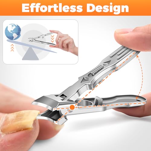 Nail Clippers for Men Thick Nails, Heavy Duty Slanted Toenail Clippers for Seniors Ingrown Toenails with Safety Lock, Large Fingernail Clipper Long Handle Nail Cutter Gifts for Men Women Adults - style: Silver Slanted Nail Clippers