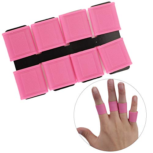 Finger Sleeves, 8pcs Finger Protector Silicone Finger Tube Golf Gloves Golf Finger Protector Tape Anti Slip Elasticity Golfer Swing Grip Golf Finger Band Cover Sets (Pink) - color: Pink