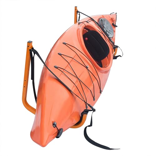 RAD Sportz Kayak Storage Hooks - Set of 2 Wall-Mounted Hangers with 125lbs Capacity for Kayaks, Surfboards, Paddleboards, or Snowboards (Orange)